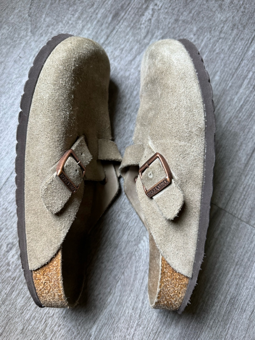 Birkenstock Suede Clog Sandals in Light Brown - Picture 3 of 6